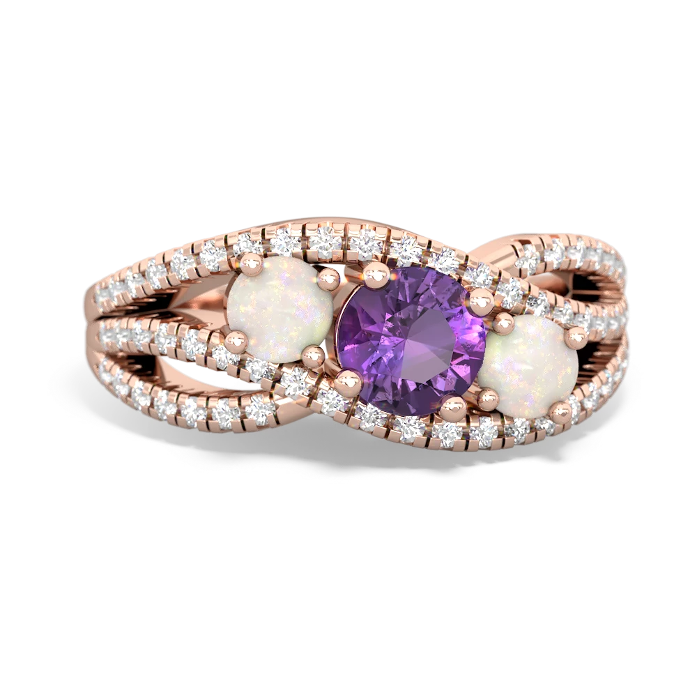 Amethyst Three Stone Aurora 14K Rose Gold ring R3080