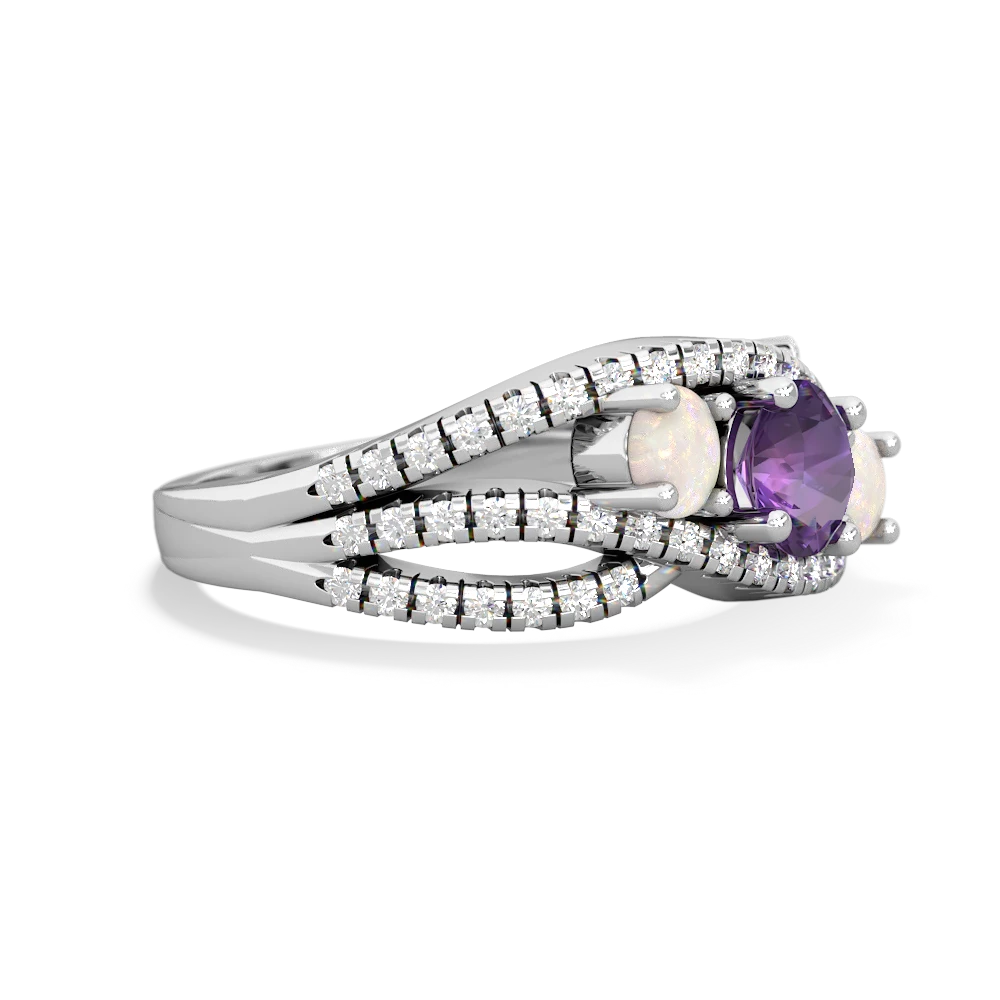 Amethyst Three Stone Aurora 14K White Gold ring R3080