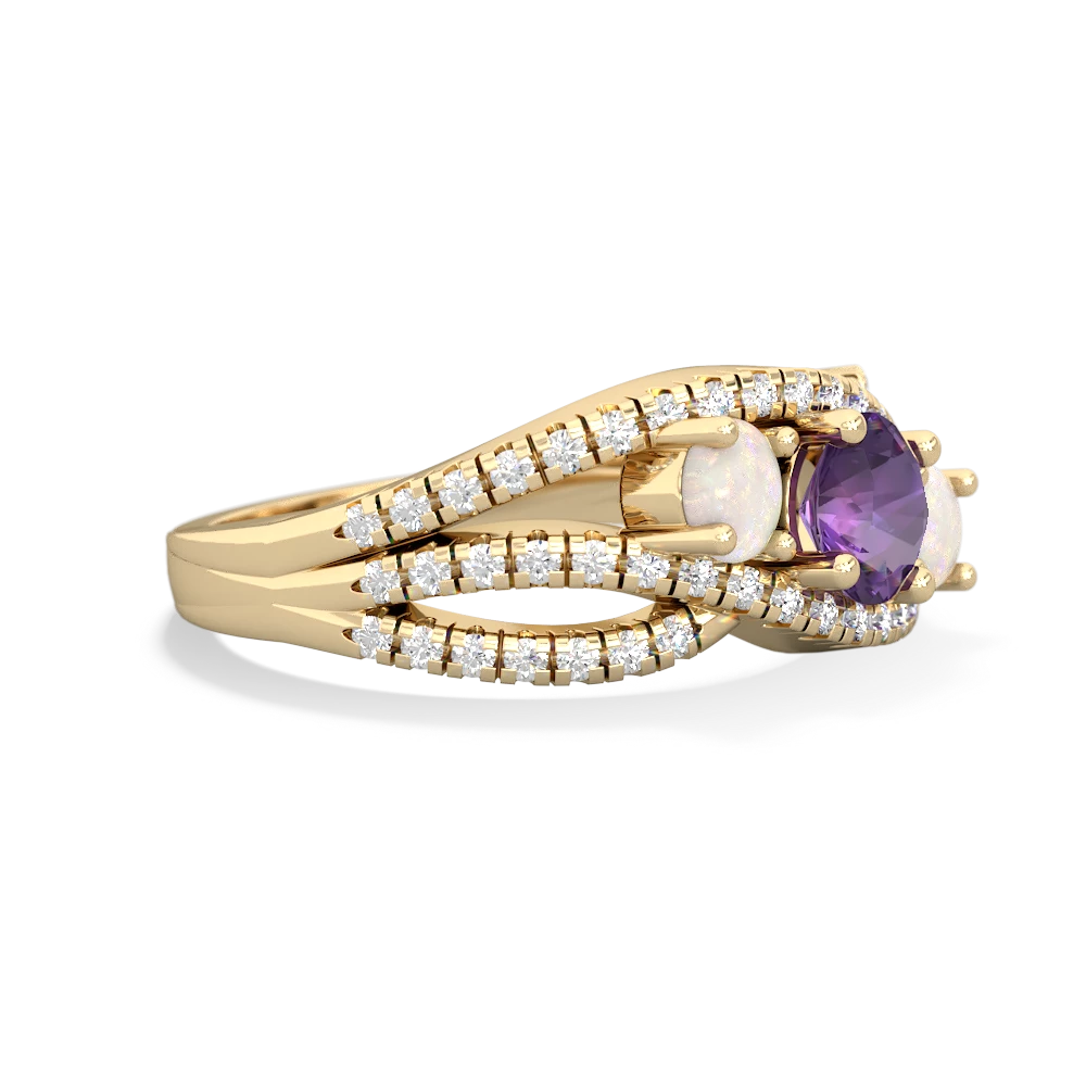 Amethyst Three Stone Aurora 14K Yellow Gold ring R3080