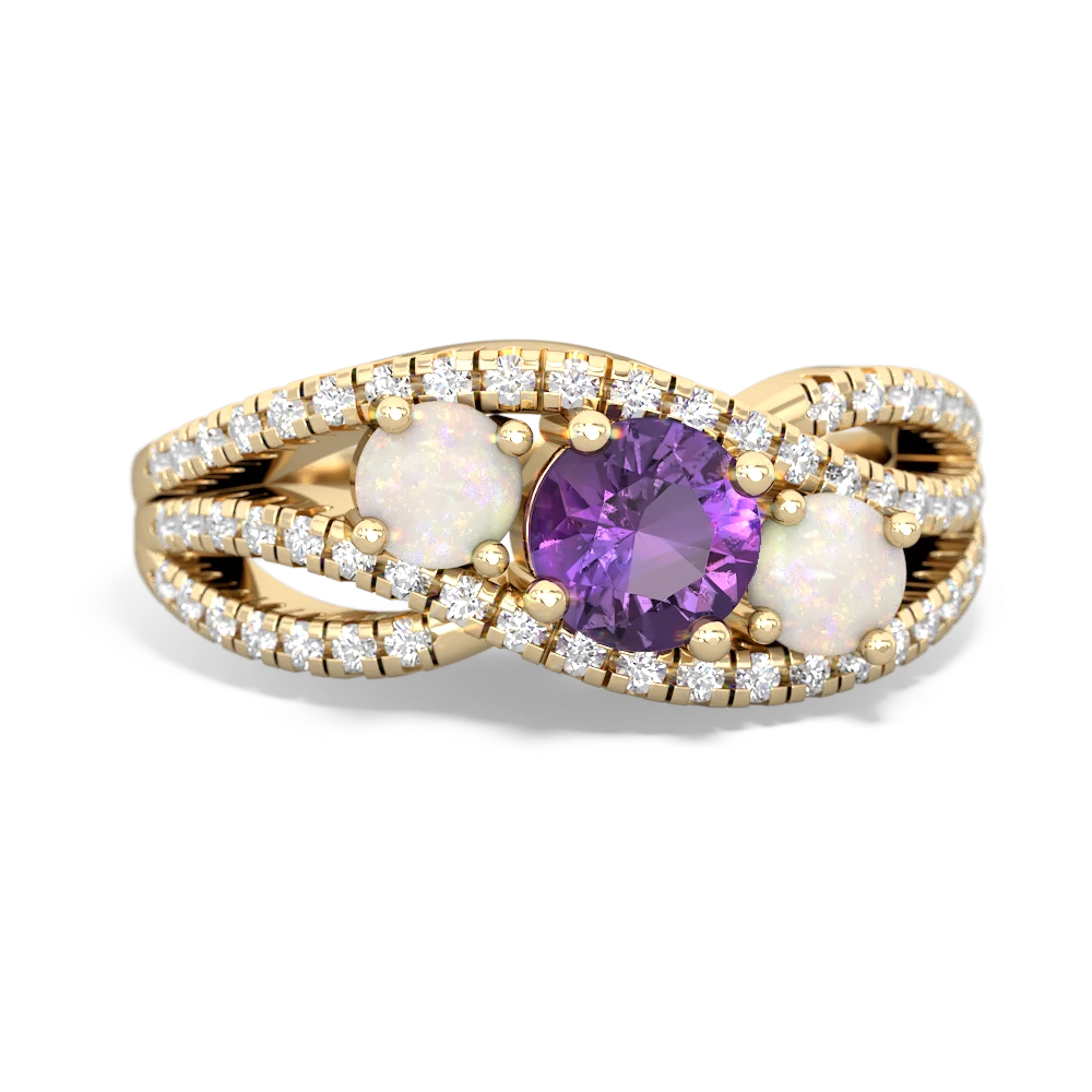 Amethyst Three Stone Aurora 14K Yellow Gold ring R3080