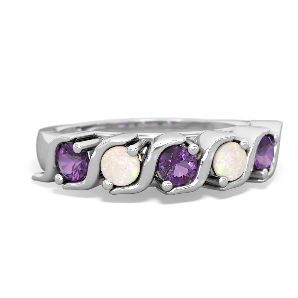 Amethyst Anniversary Band 14K White Gold ring R2089