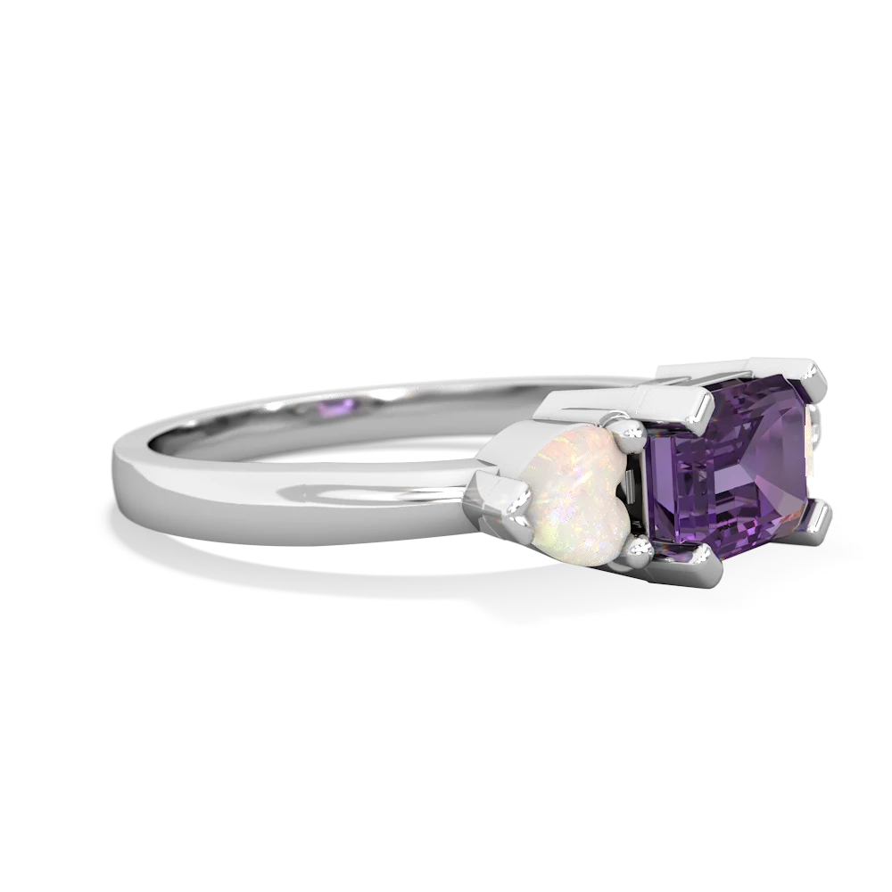 Amethyst Three Stone 14K White Gold ring R5235