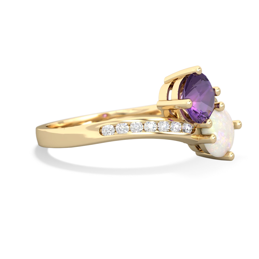 Amethyst Channel Set Two Stone 14K Yellow Gold ring R5303