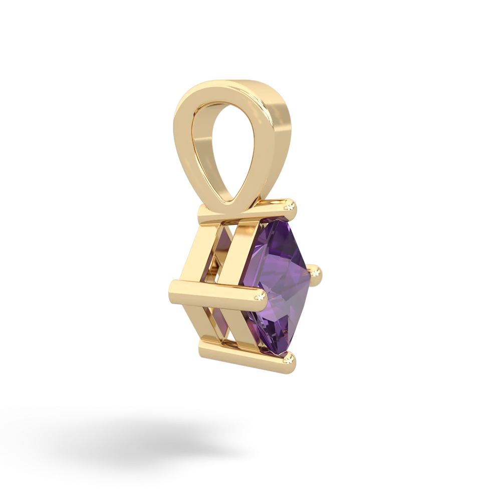 Amethyst 5Mm Princess Solitaire 14K Yellow Gold pendant P1789