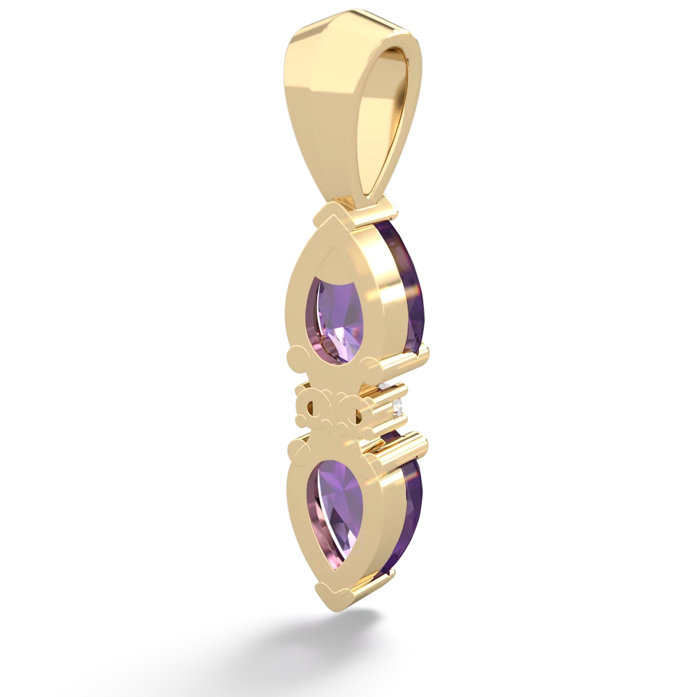 Amethyst Bowtie Drop 14K Yellow Gold pendant P0865