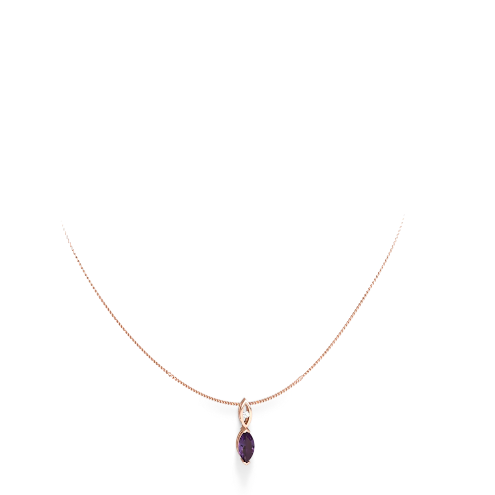 Amethyst Marquise Drop 14K Rose Gold pendant P5333