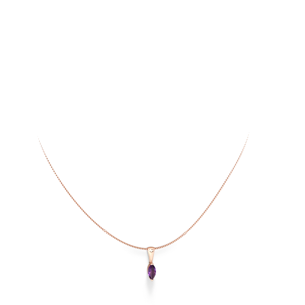 Amethyst 8X4 Marquise 14K Rose Gold pendant P1701