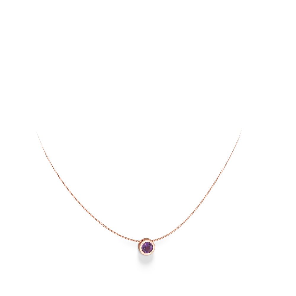 Amethyst 6Mm Slide 14K Rose Gold pendant P3786