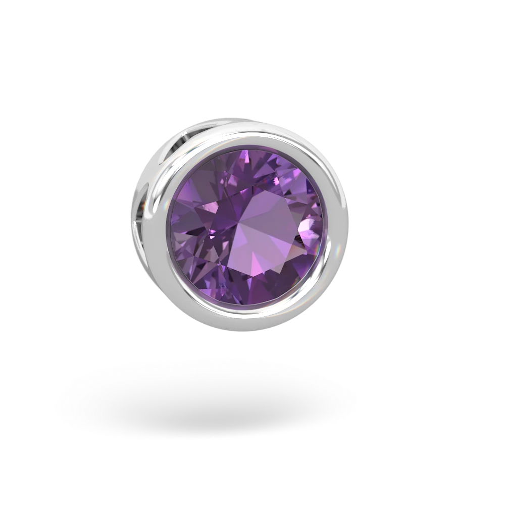 Amethyst 8Mm Slide 14K White Gold pendant P3788