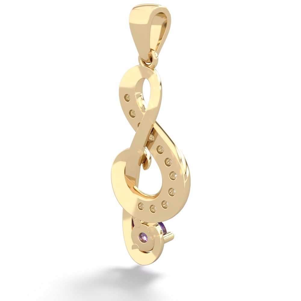 Amethyst G-Clef Music 14K Yellow Gold pendant P5830