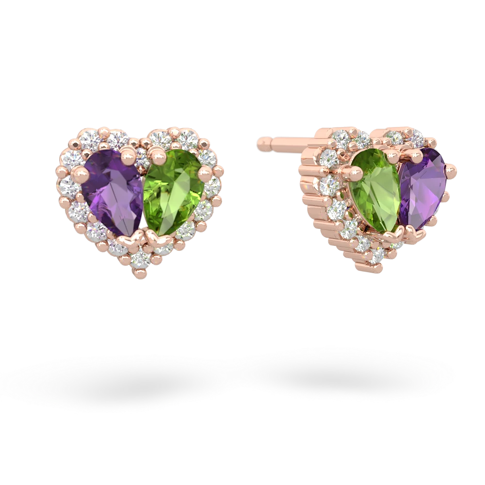 Amethyst Halo 14K Rose Gold earrings E7008