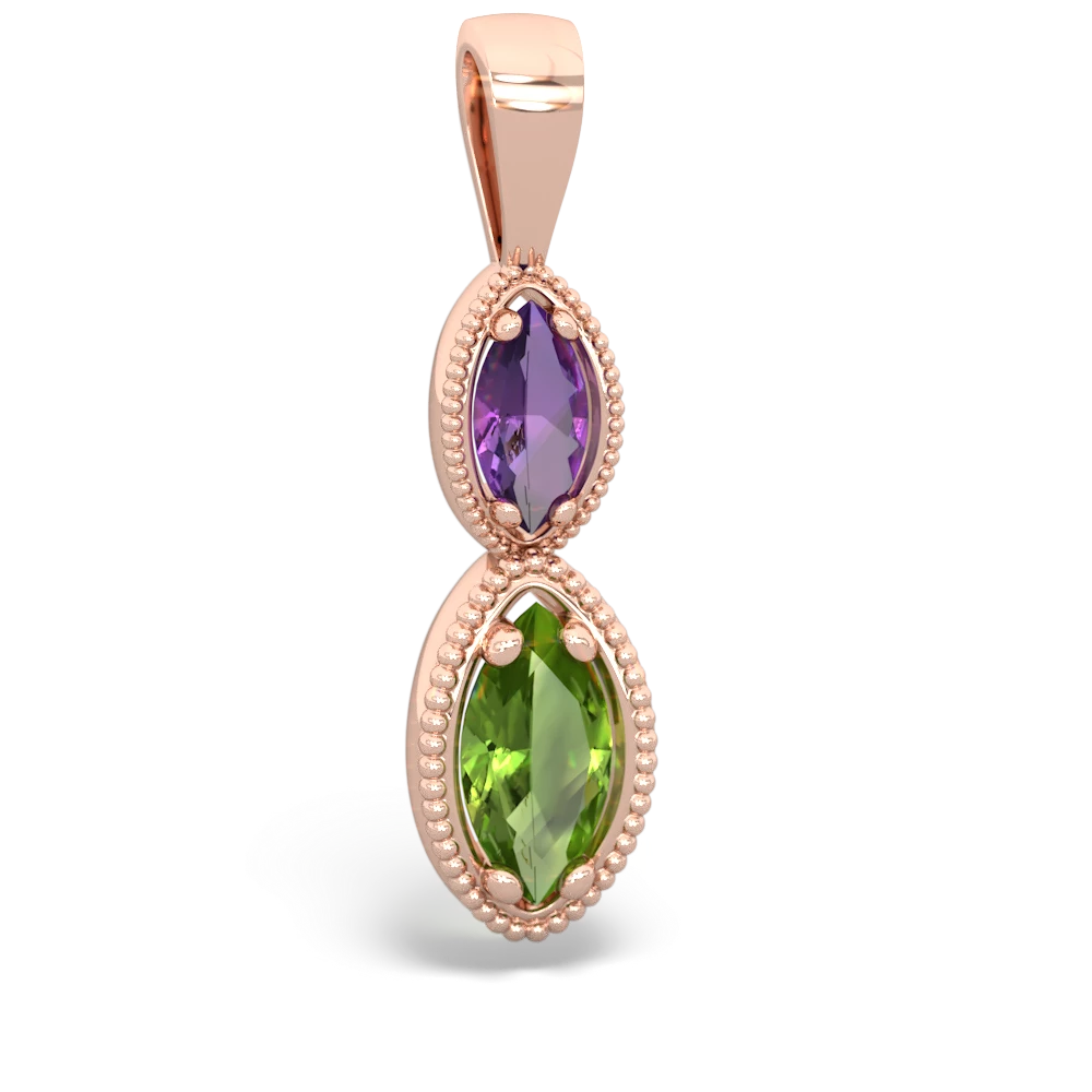 Amethyst Antique-Style Halo 14K Rose Gold pendant P5700