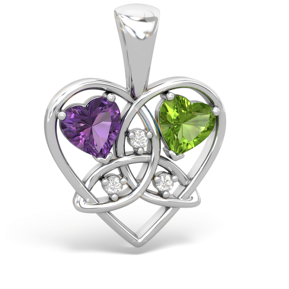 Amethyst Celtic Trinity Heart 14K White Gold pendant P5331