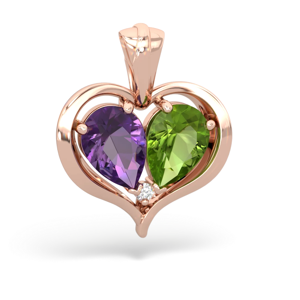 Amethyst Two Become One 14K Rose Gold pendant P5330