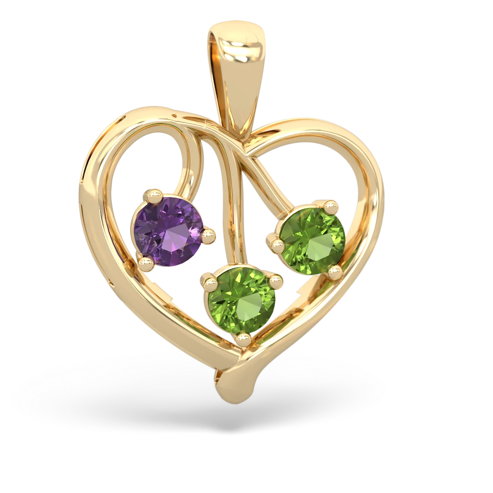 Amethyst Glowing Heart 14K Yellow Gold pendant P2233