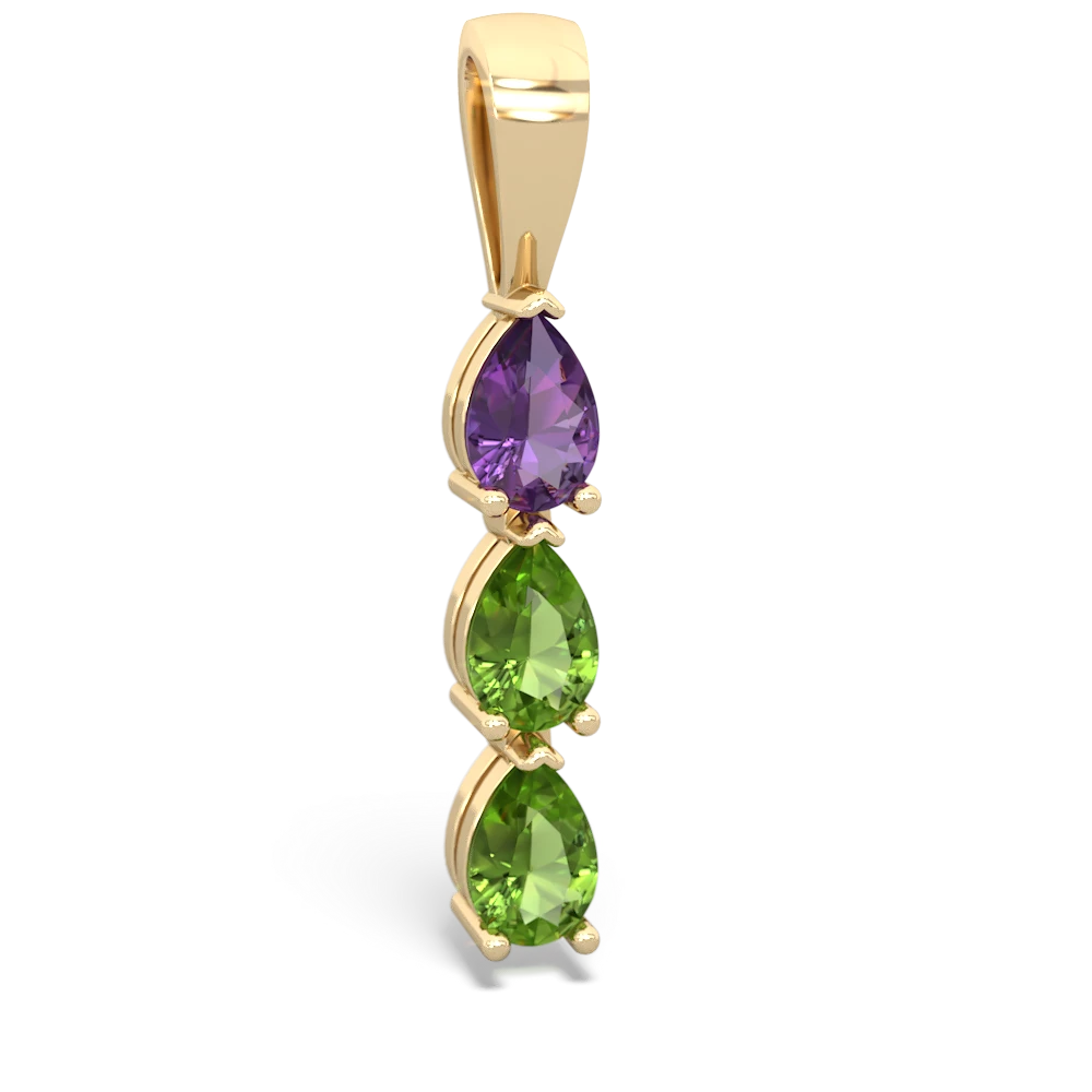 Amethyst,Peridot Alexandrite Dew Drops Necklace - 14K Yellow Gold  |JewelsForMe