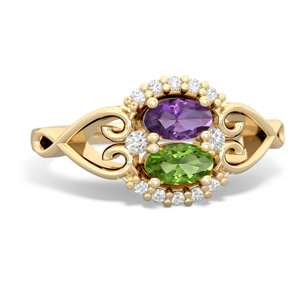 Amethyst Love Nest 14K Yellow Gold ring R5860