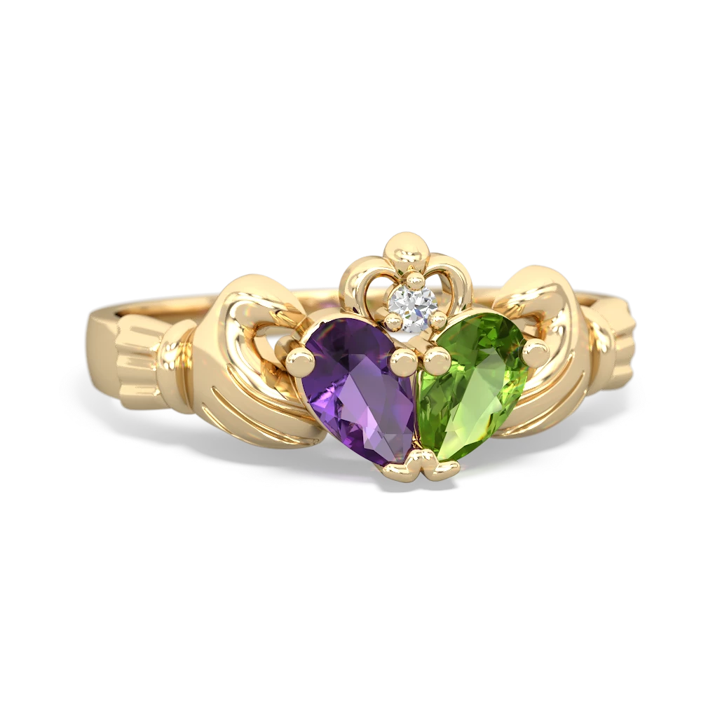 Amethyst 'Our Heart' Claddagh 14K Yellow Gold ring R2388