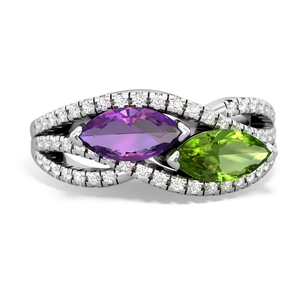 Amethyst Diamond Rivers 14K White Gold ring R3070