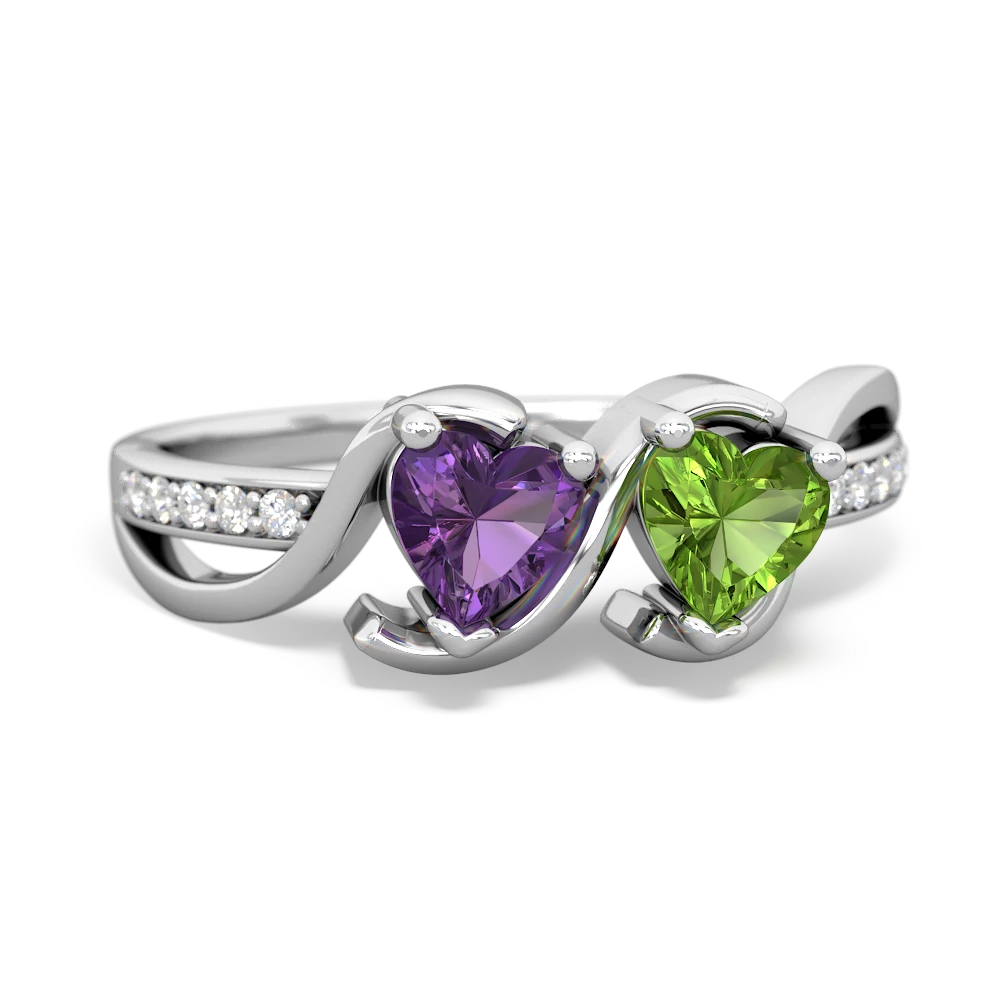 Amethyst Side By Side 14K White Gold ring R3090