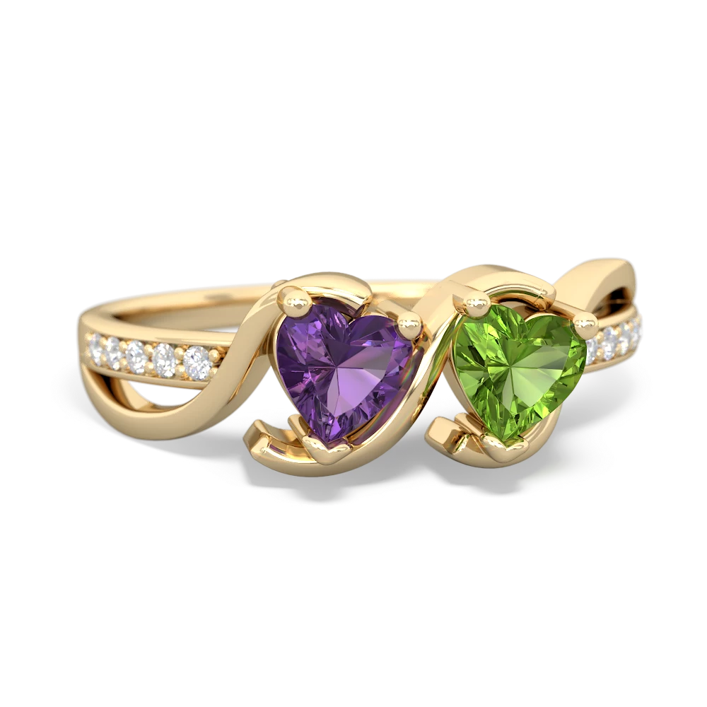 Amethyst Side By Side 14K Yellow Gold ring R3090