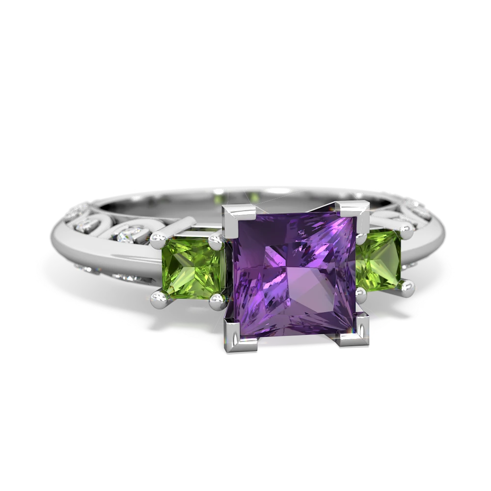 Amethyst Eternal Embrace Engagement 14K White Gold ring C2001