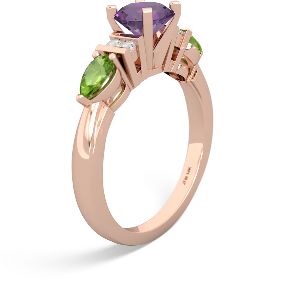 Amethyst 6Mm Round Eternal Embrace Engagement 14K Rose Gold ring R2005