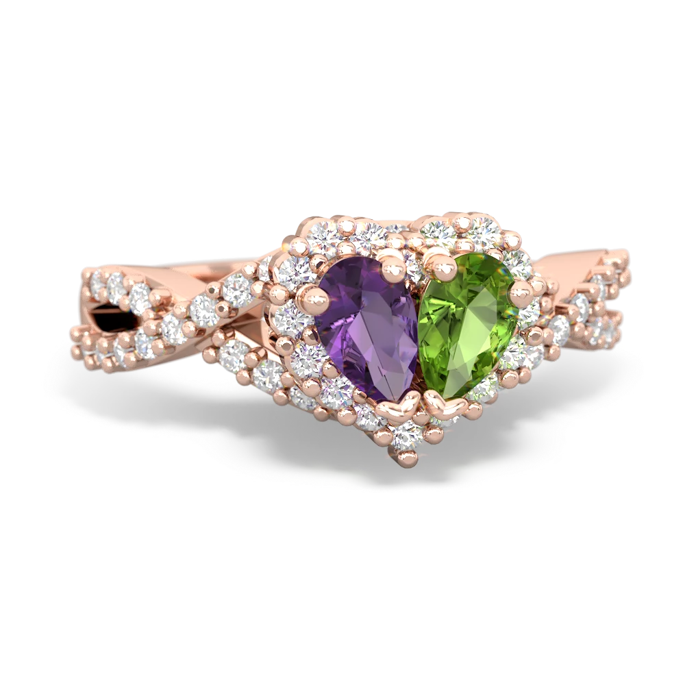 Amethyst Diamond Twist 'One Heart' 14K Rose Gold ring R2640HRT