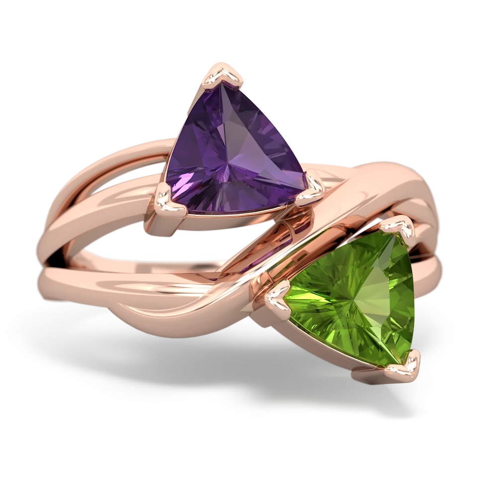 Amethyst Split Band Swirl 14K Rose Gold ring R2341