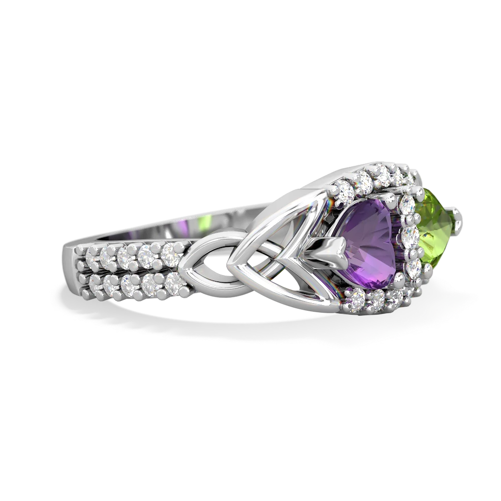 Amethyst Sparkling Celtic Knot 14K White Gold ring R2645