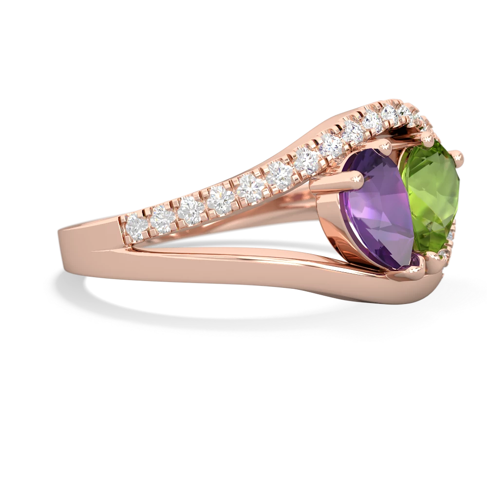 Amethyst Nestled Heart Keepsake 14K Rose Gold ring R5650