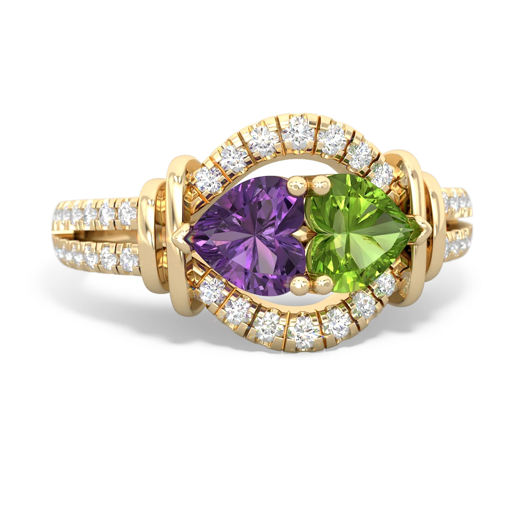 Amethyst Art-Deco Keepsake 14K Yellow Gold ring R5630