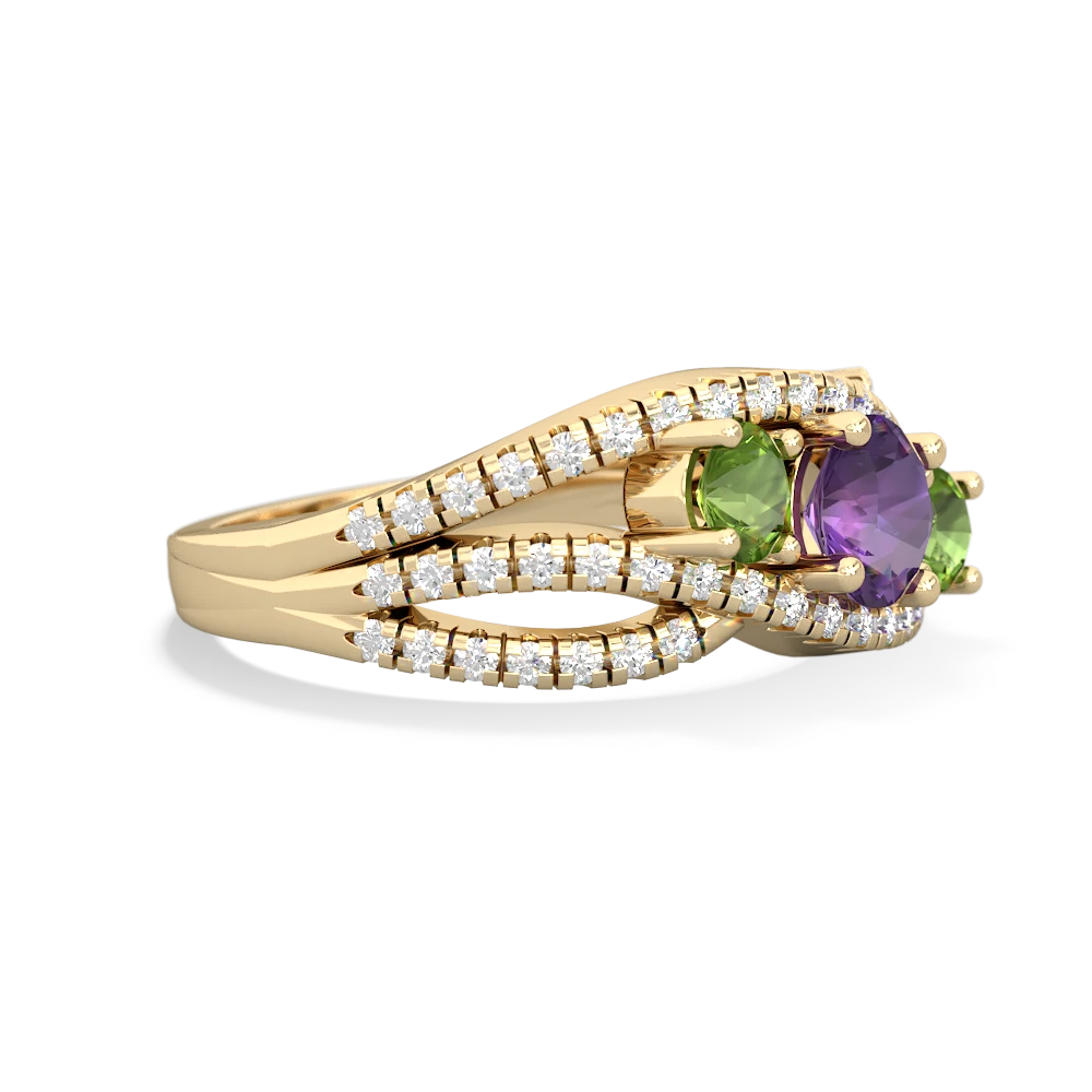 Amethyst Three Stone Aurora 14K Yellow Gold ring R3080