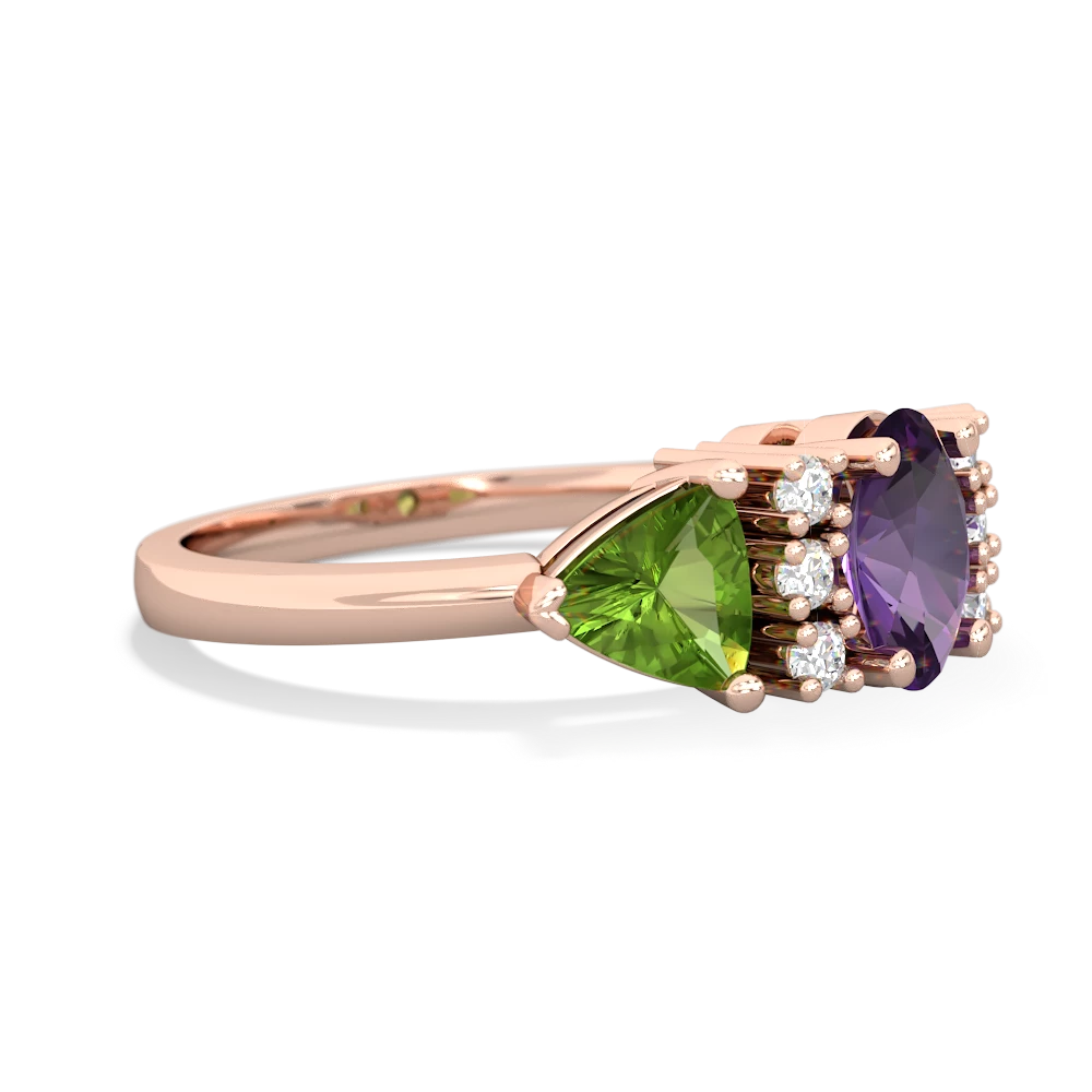 Amethyst Antique Style Three Stone 14K Rose Gold ring R2186