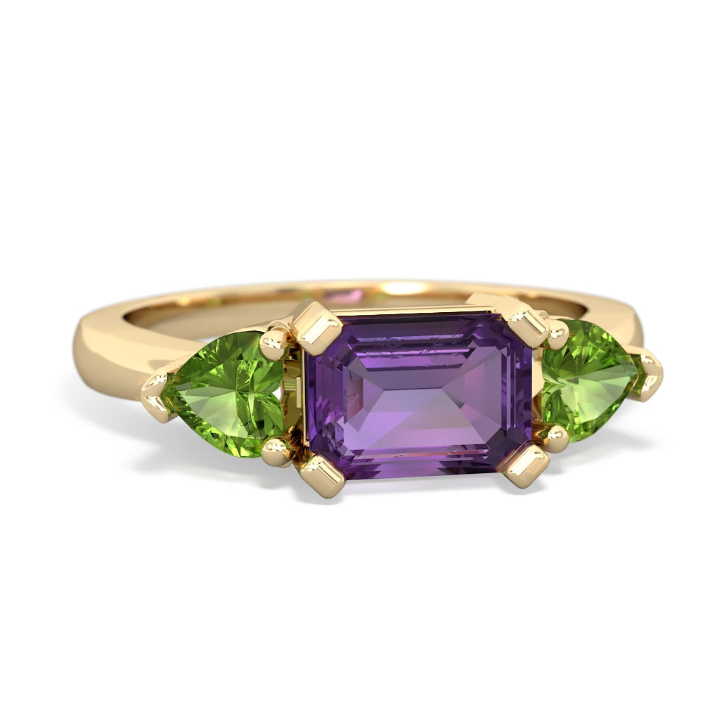 Amethyst Three Stone 14K Yellow Gold ring R5235