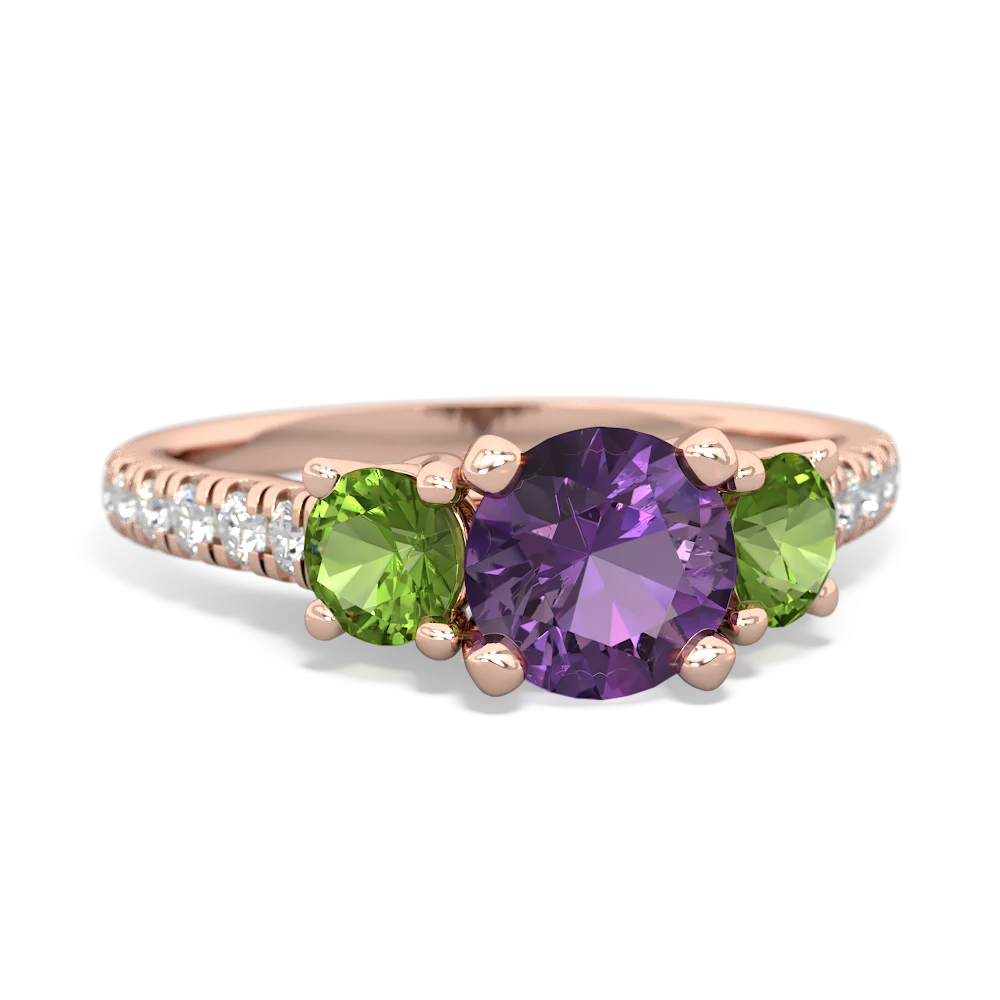 Amethyst Pave Trellis 14K Rose Gold ring R5500