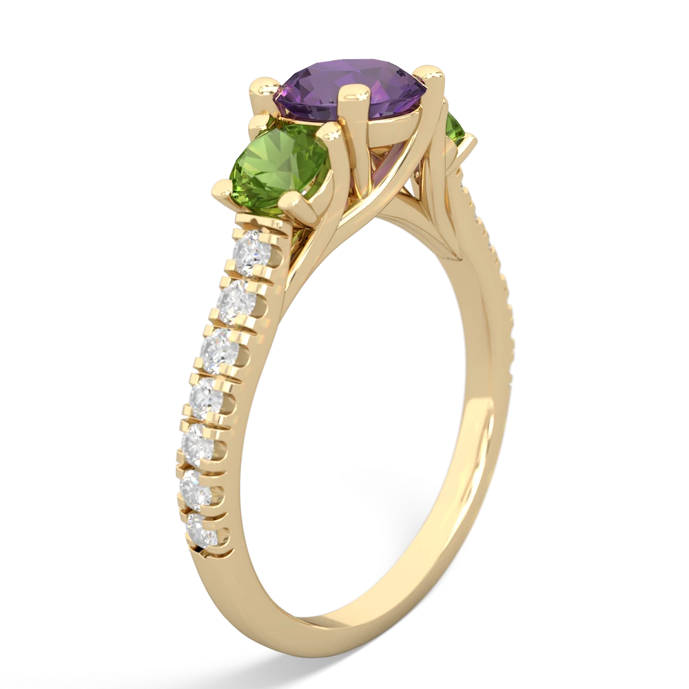 Amethyst Pave Trellis 14K Yellow Gold ring R5500