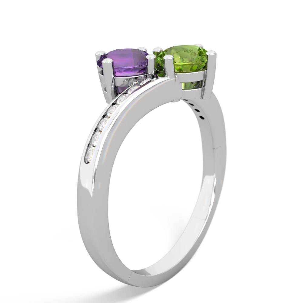 Amethyst Channel Set Two Stone 14K White Gold ring R5303