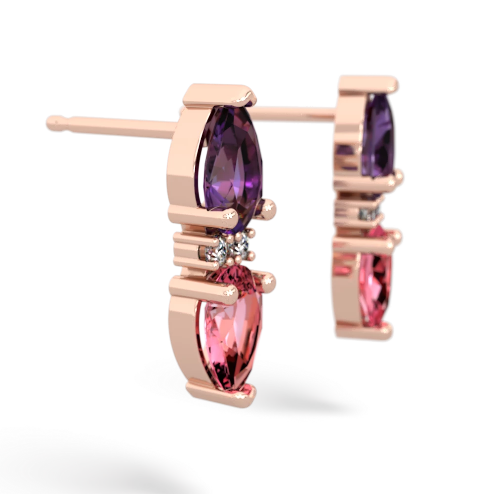 Amethyst Bowtie Drop 14K Rose Gold earrings E0865