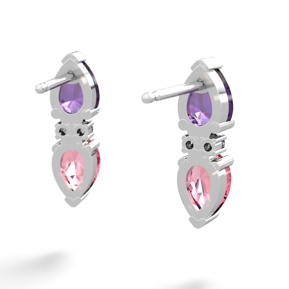 Amethyst Bowtie Drop 14K White Gold earrings E0865