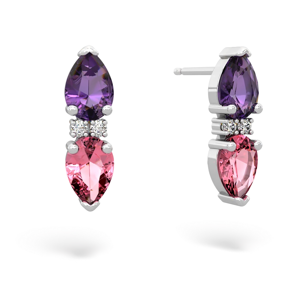 Amethyst Bowtie Drop 14K White Gold earrings E0865