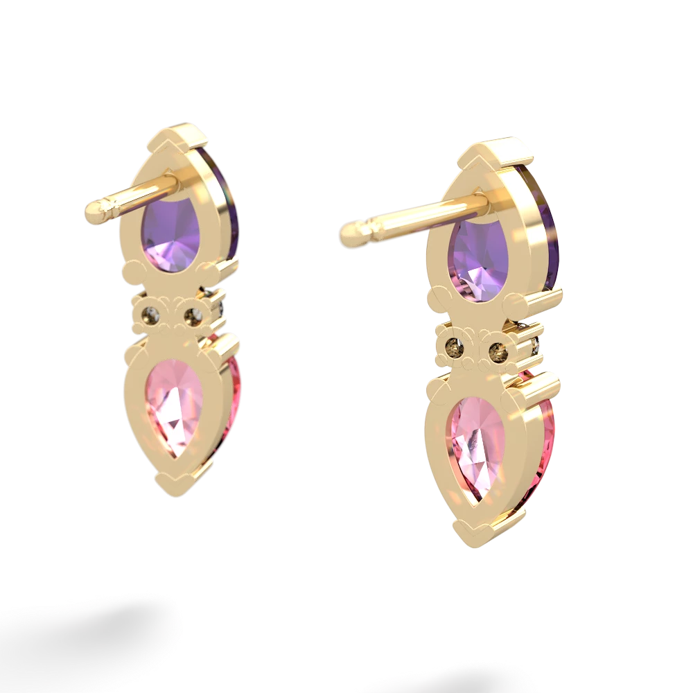 Amethyst Bowtie Drop 14K Yellow Gold earrings E0865