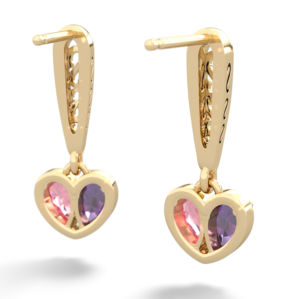 Amethyst Filligree Heart 14K Yellow Gold earrings E5070