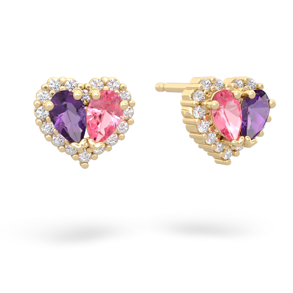 Amethyst Halo 14K Yellow Gold earrings E7008