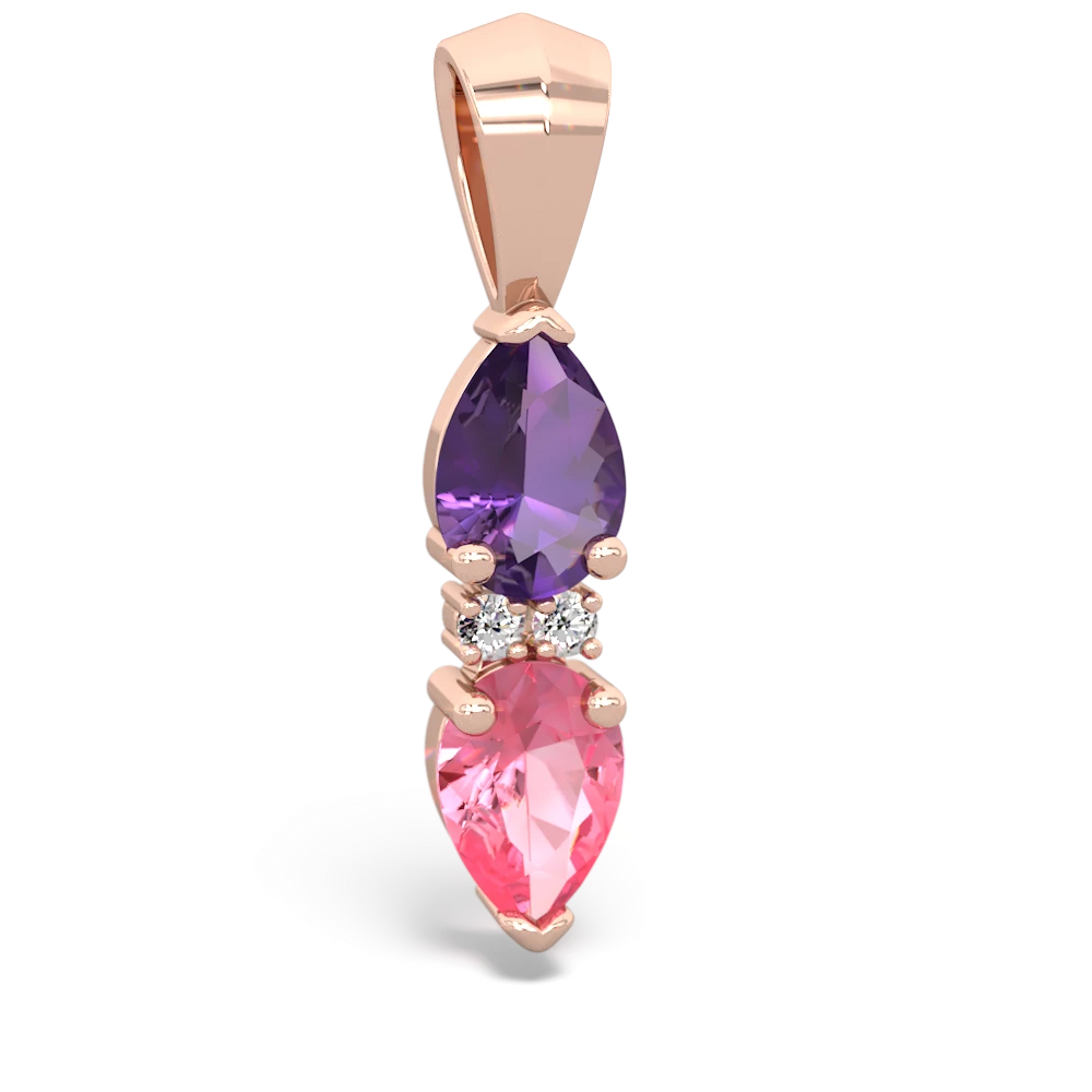 Amethyst Bowtie Drop 14K Rose Gold pendant P0865