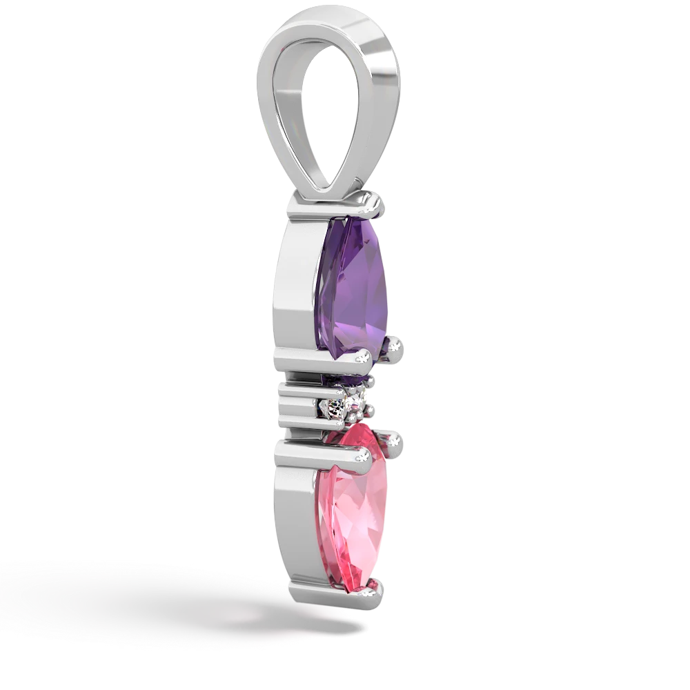 Amethyst Bowtie Drop 14K White Gold pendant P0865