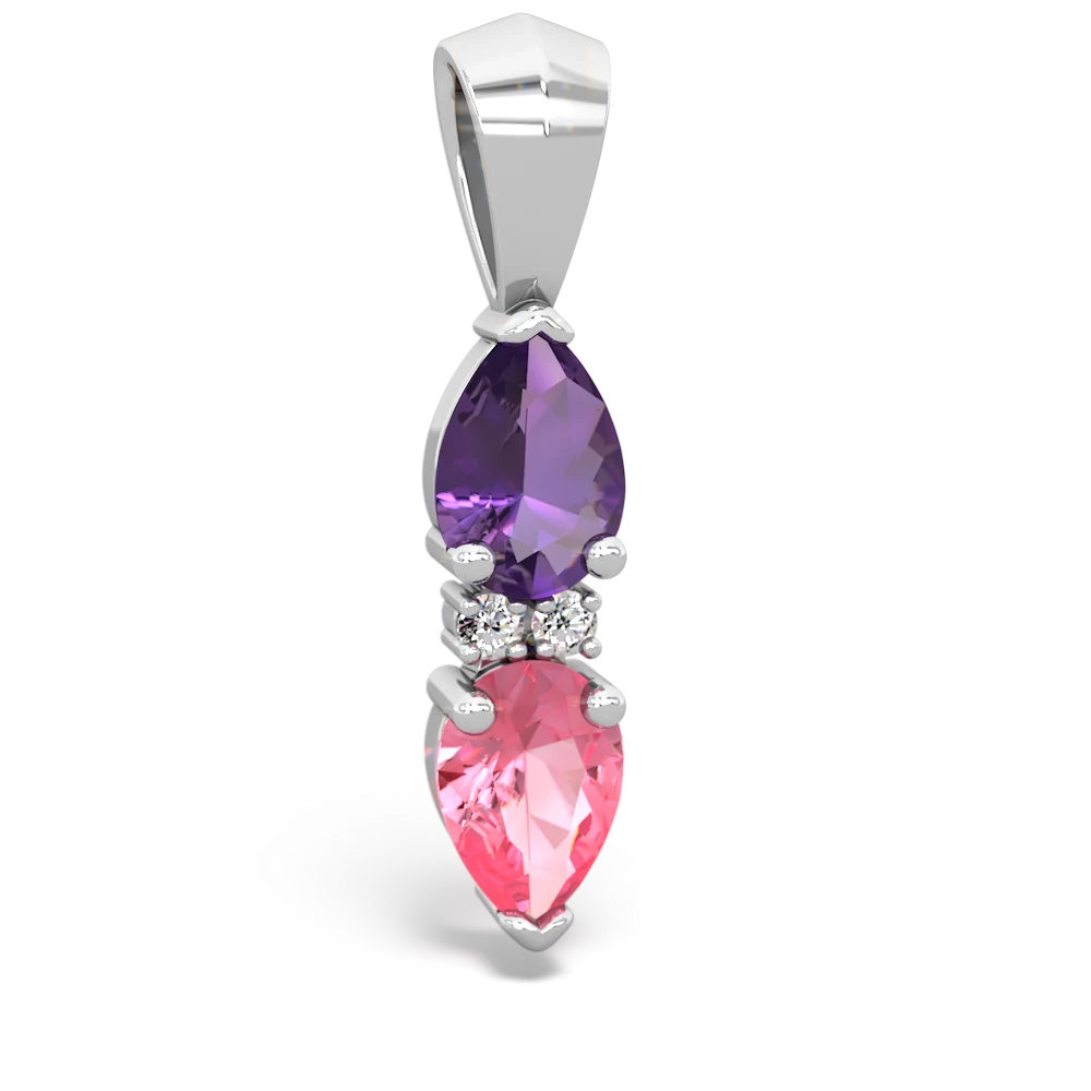 Amethyst Bowtie Drop 14K White Gold pendant P0865