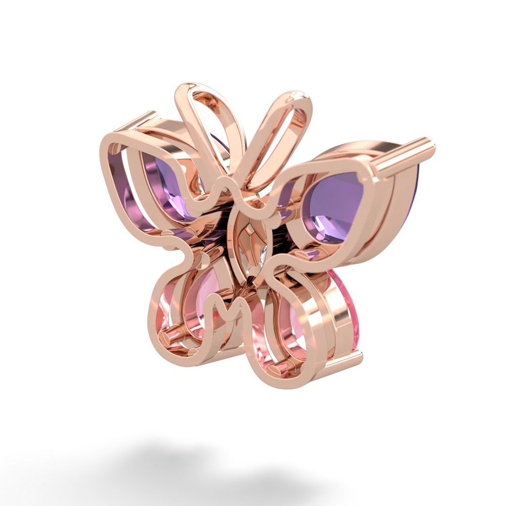 Amethyst Butterfly 14K Rose Gold pendant P2215