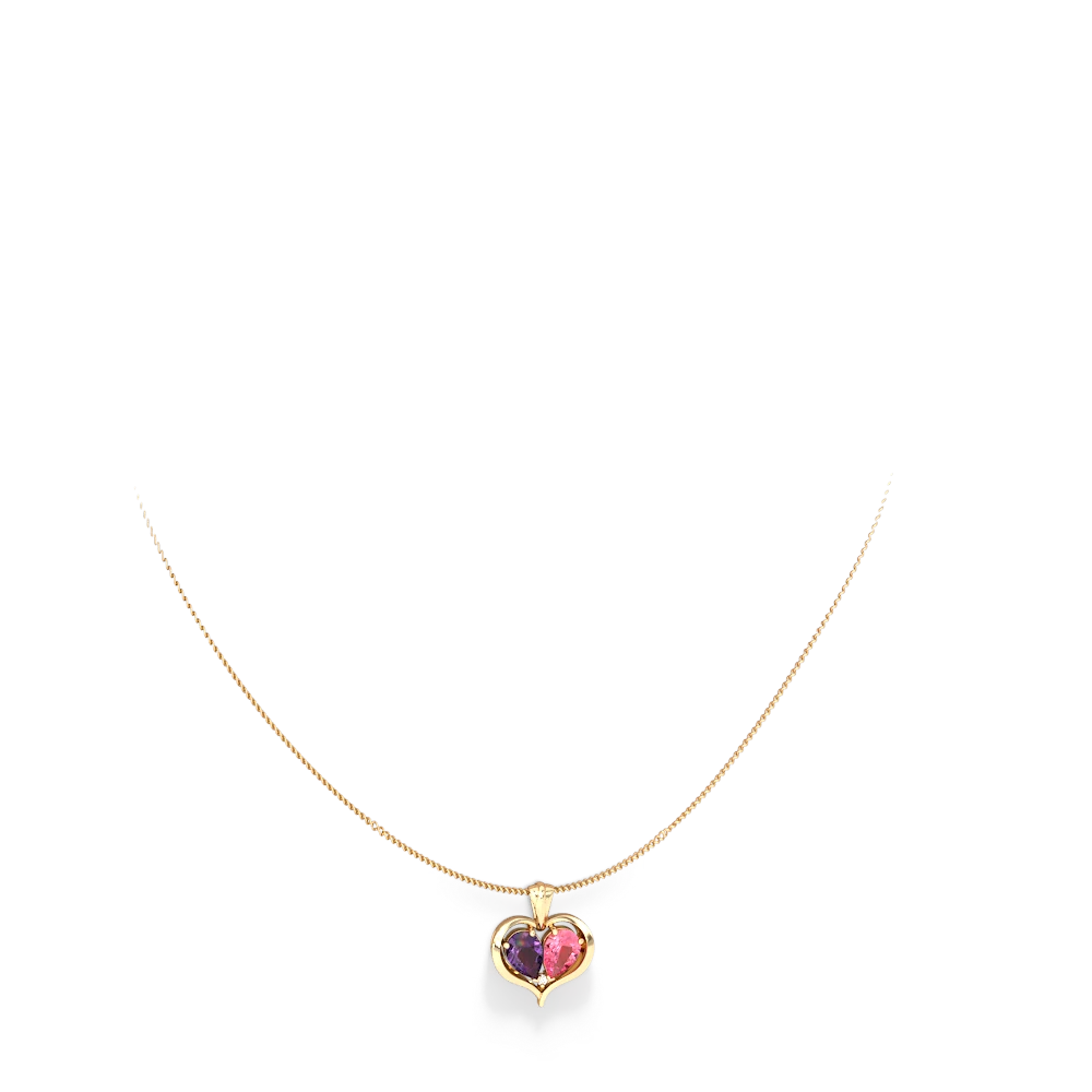 Amethyst Two Become One 14K Yellow Gold pendant P5330