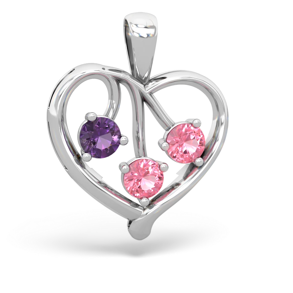Pink Heart Necklace BIG GOLD PINK Sapphire Crystal Heart 